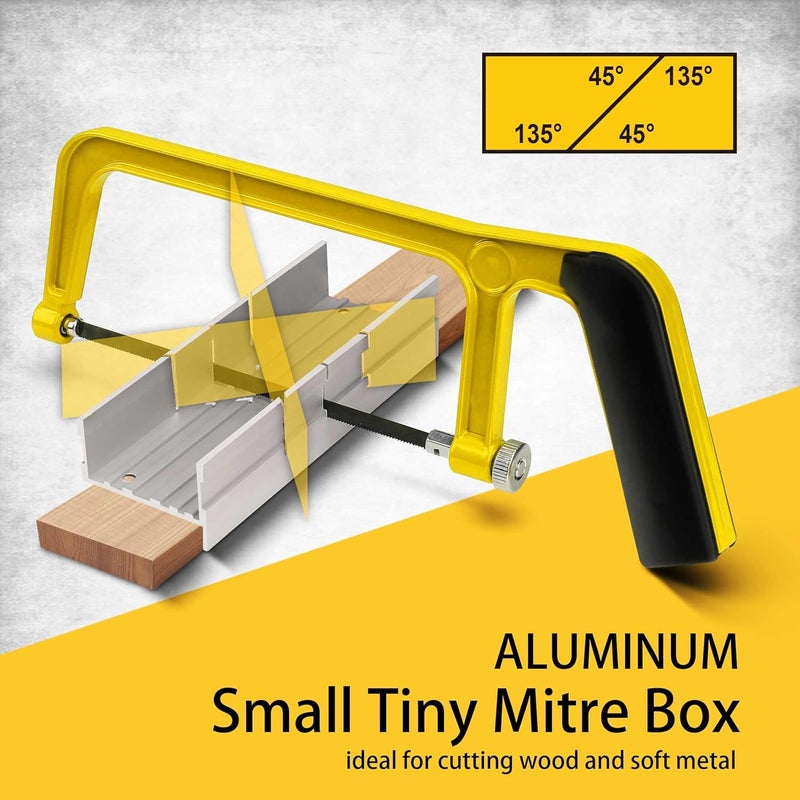 Hanpex Metal Small Aluminum Miter Box 5.3 Inch Small Tiny Mitre Box for Manual Saw for Hand Saw 3 Cutting Angles - Ideal For Cutting Wood and Soft Metal - Image 3